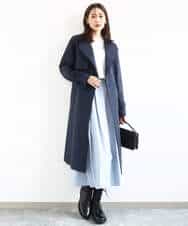 FOVFD10300 MK MICHEL KLEIN(MK ミッシェルクラン) トレンチディティールロングコート/撥水/洗える ライトブルー