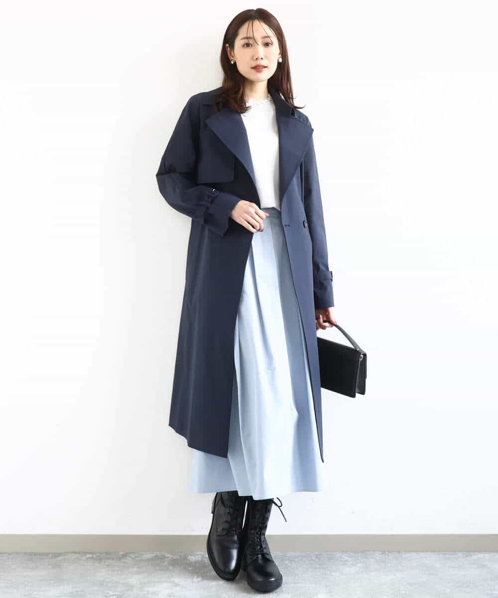 FOVFD10300 MK MICHEL KLEIN(MK ミッシェルクラン) トレンチディティールロングコート/撥水/洗える ライトブルー