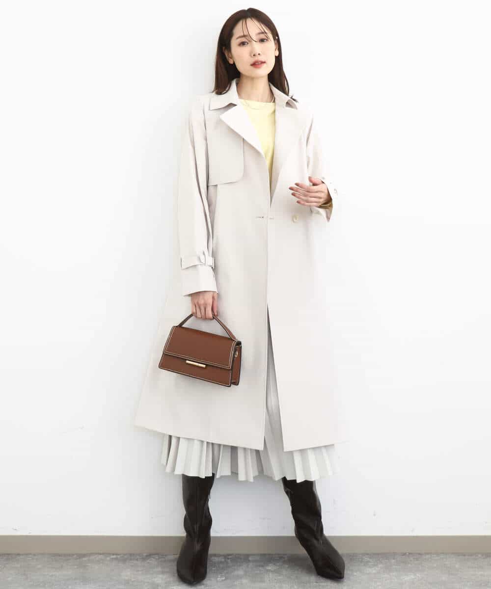 FOVFD10300 MK MICHEL KLEIN(MK ミッシェルクラン) トレンチディティールロングコート/撥水/洗える ライトブルー