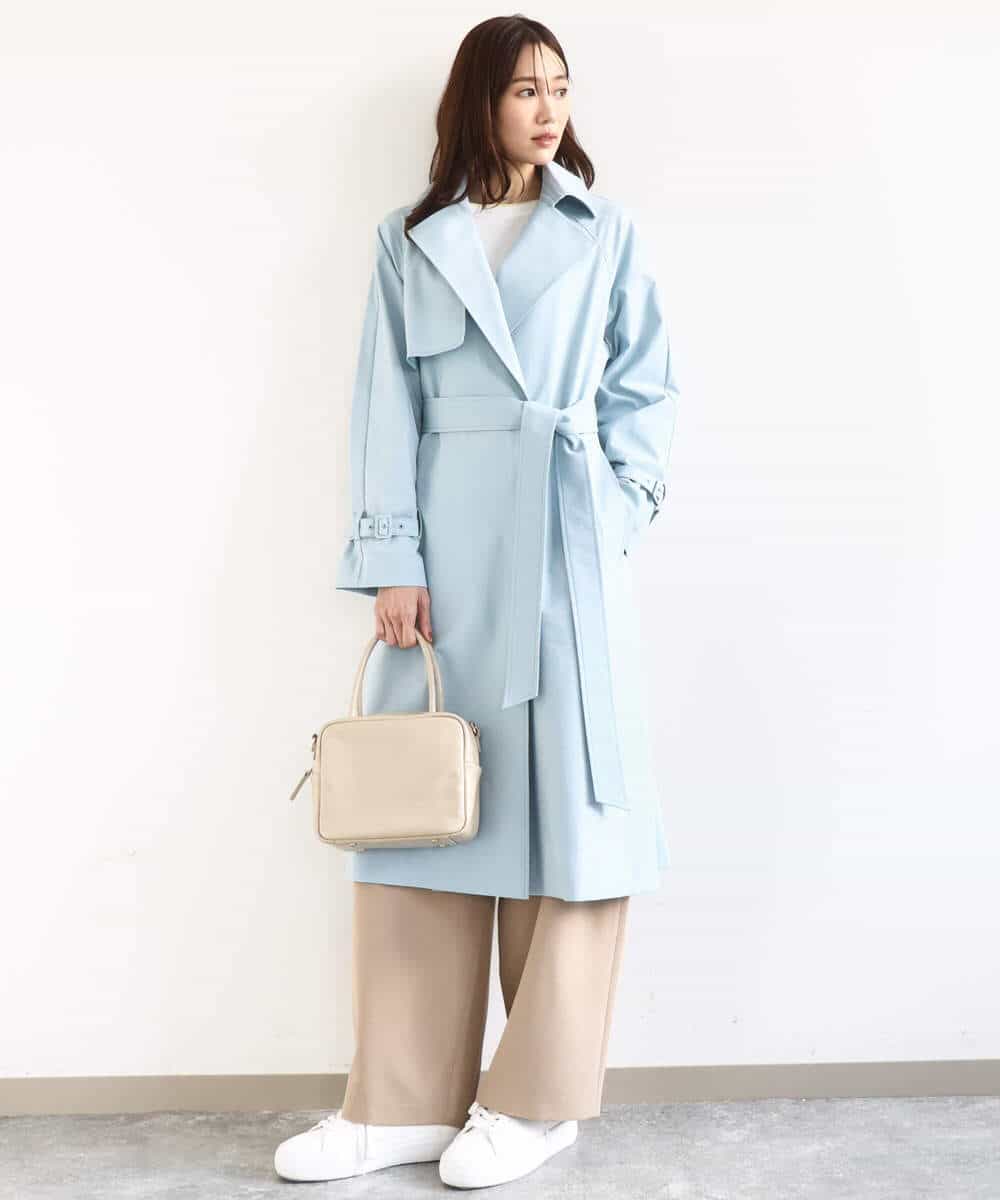 FOVFD10300 MK MICHEL KLEIN(MK ミッシェルクラン) トレンチディティールロングコート/撥水/洗える ライトブルー