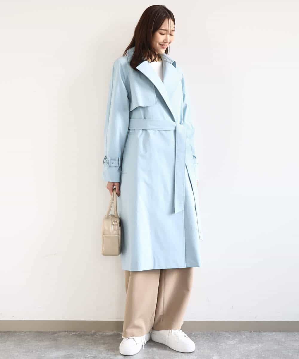 FOVFD10300 MK MICHEL KLEIN(MK ミッシェルクラン) トレンチディティールロングコート/撥水/洗える ライトブルー