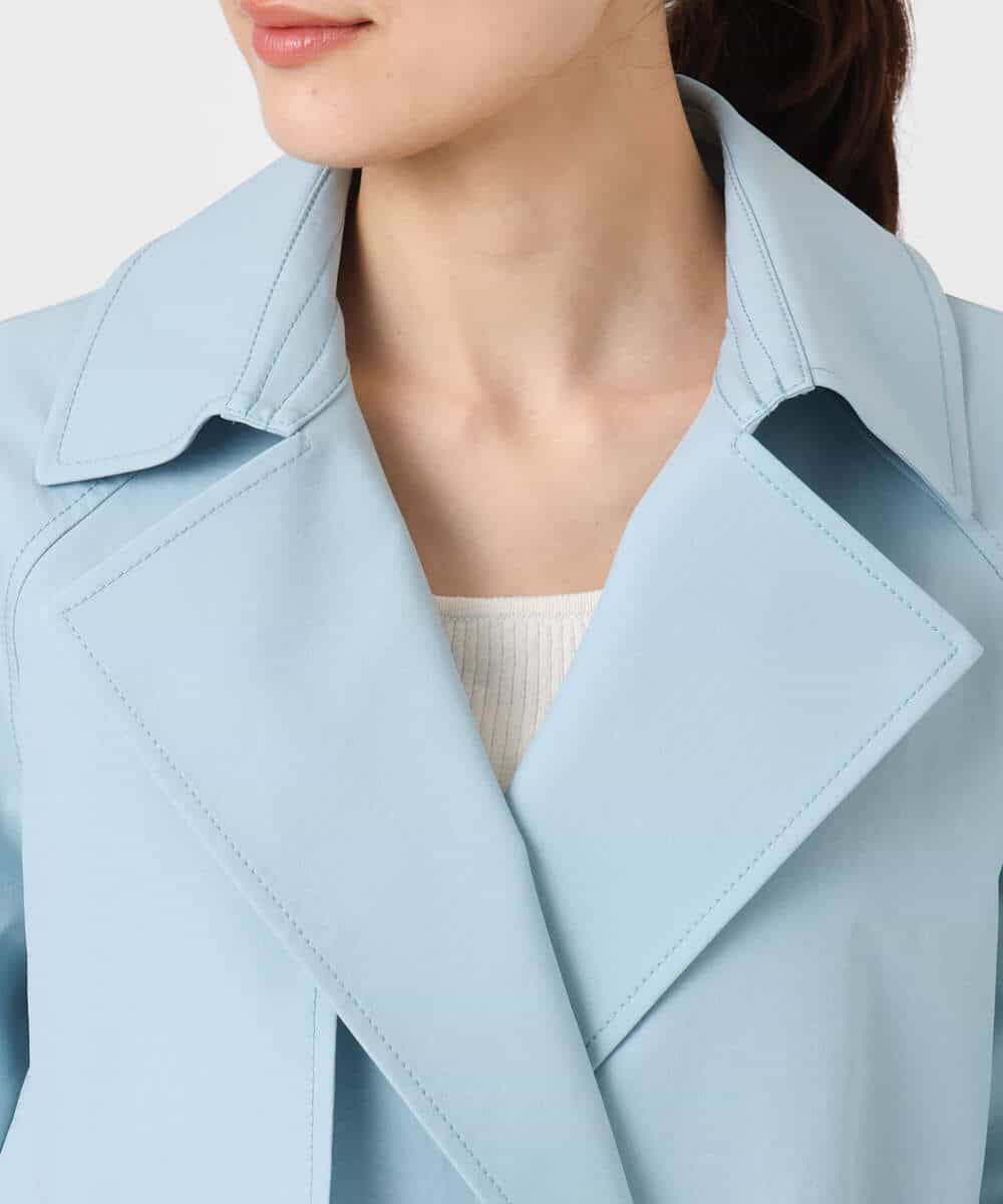 FOVFD10300 MK MICHEL KLEIN(MK ミッシェルクラン) トレンチディティールロングコート/撥水/洗える ライトブルー