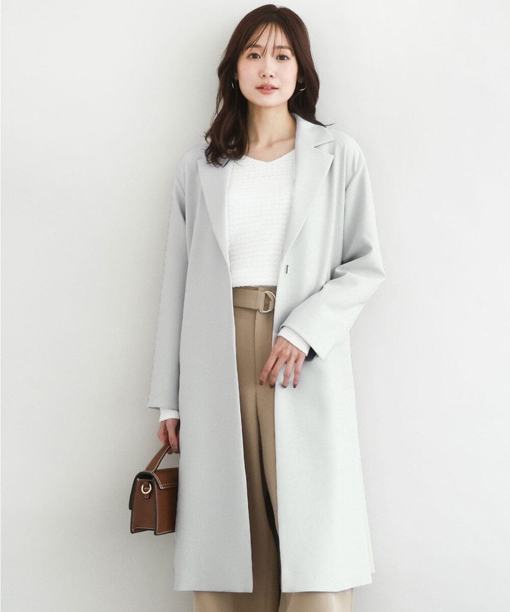 FOVFD14280 MK MICHEL KLEIN(MK ミッシェルクラン) [洗える]ライトダブルクロスチェスターコート ライトグレー