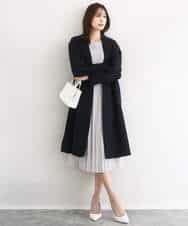 FOVFD14280 MK MICHEL KLEIN(MK ミッシェルクラン) ライトダブルクロスチェスターコート/洗える ネイビー