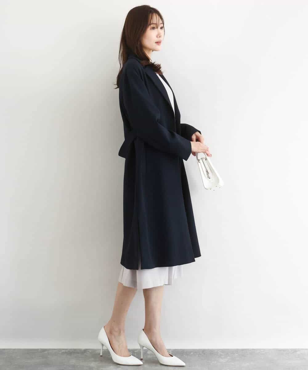 FOVFD14280 MK MICHEL KLEIN(MK ミッシェルクラン) ライトダブルクロスチェスターコート/洗える ネイビー