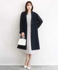 FOVFD14280 MK MICHEL KLEIN(MK ミッシェルクラン) ライトダブルクロスチェスターコート/洗える ネイビー