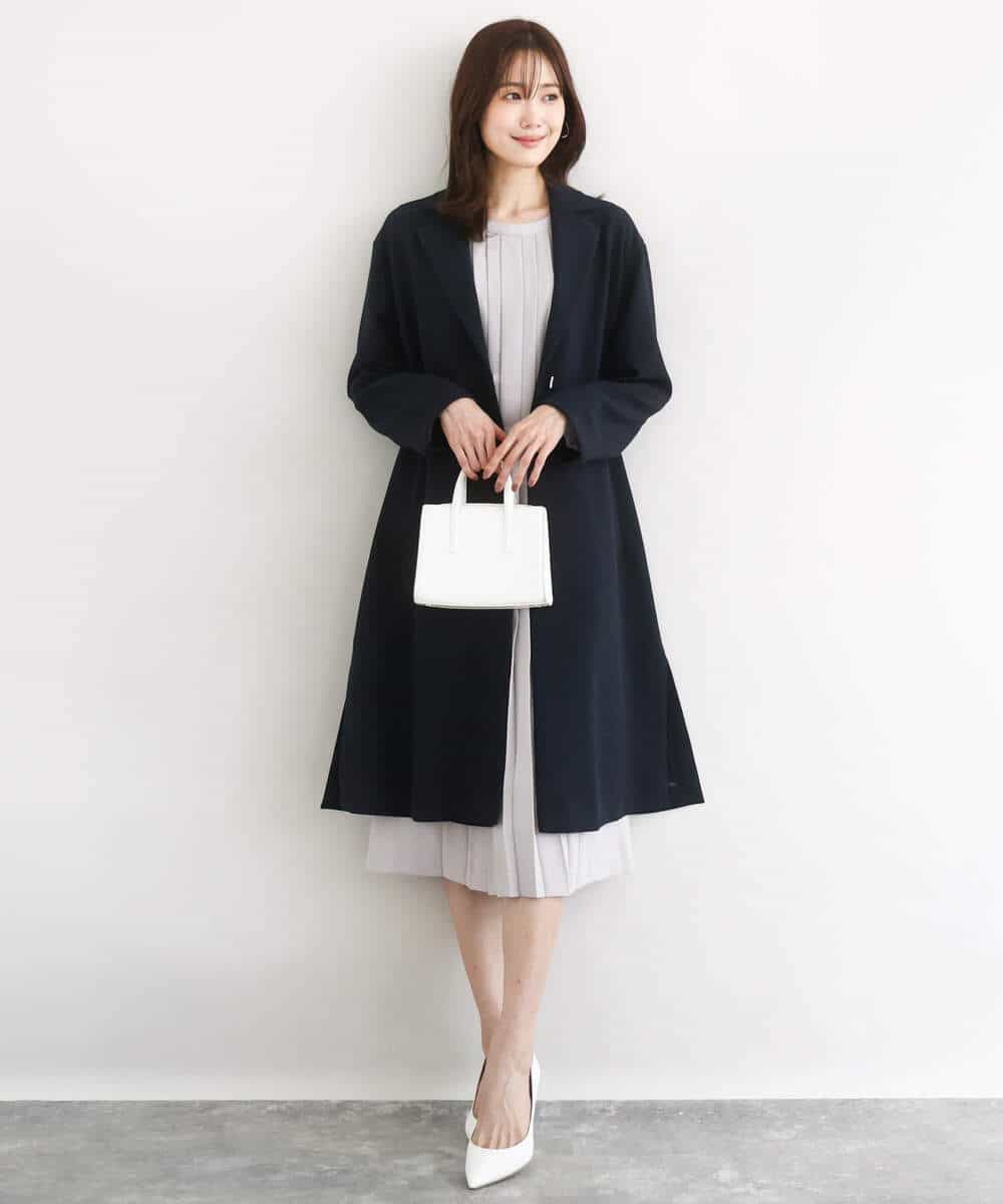 FOVFD14280 MK MICHEL KLEIN(MK ミッシェルクラン) ライトダブルクロスチェスターコート/洗える ネイビー