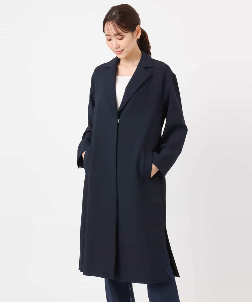 FOVFD14280 MK MICHEL KLEIN(MK ミッシェルクラン) ライトダブルクロスチェスターコート/洗える ネイビー