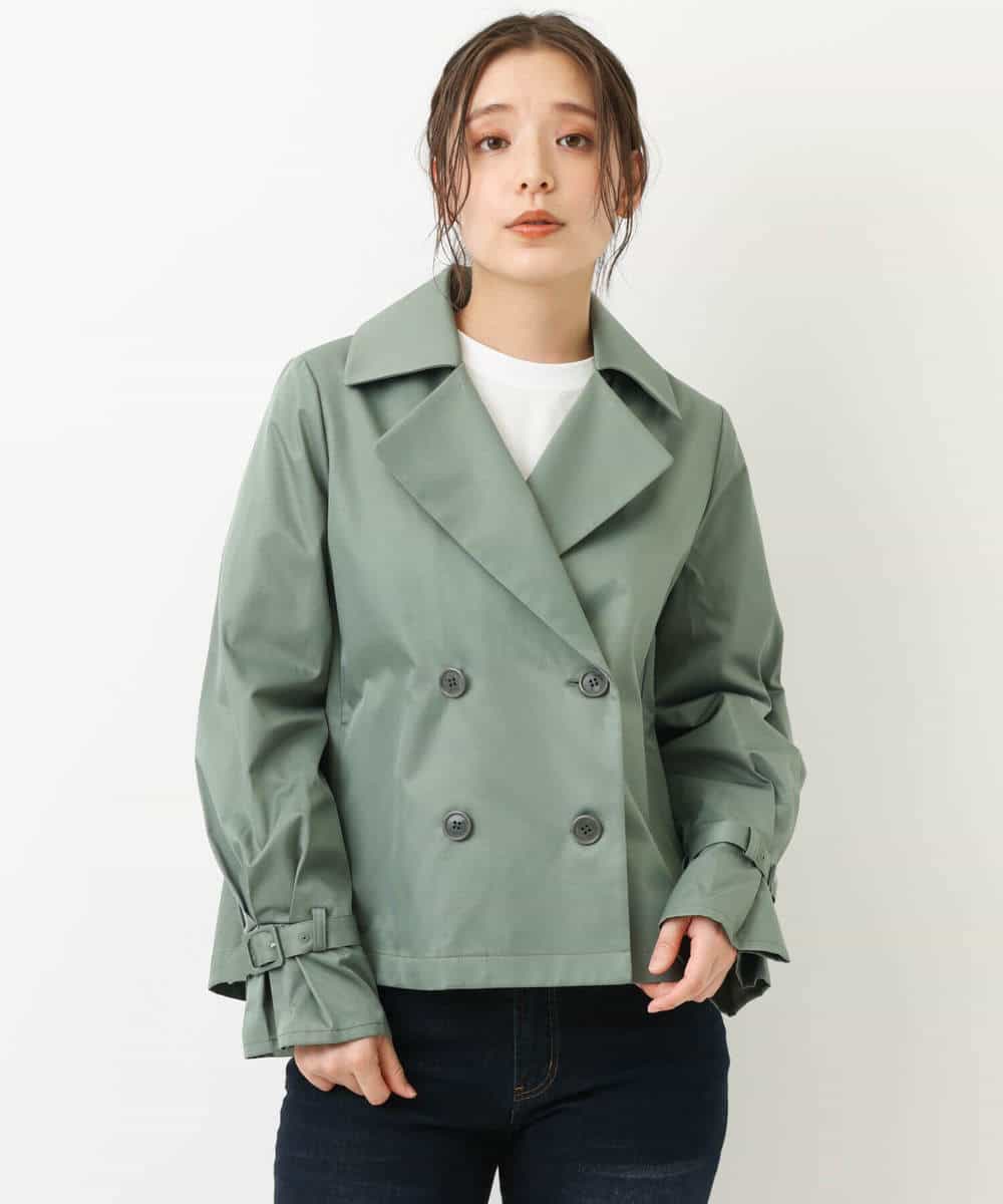 驚きの値段 はっ水加工 防花粉 デザインショートトレンチコート トレンチコート