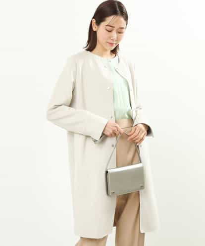 FOVFS32210 MK MICHEL KLEIN フェイクスウェードノーカラーコート/洗える