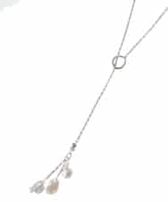 FR2AS32060 MK MICHEL KLEIN(MK ミッシェルクラン) 淡水パールラリエット風ネックレス シルバー