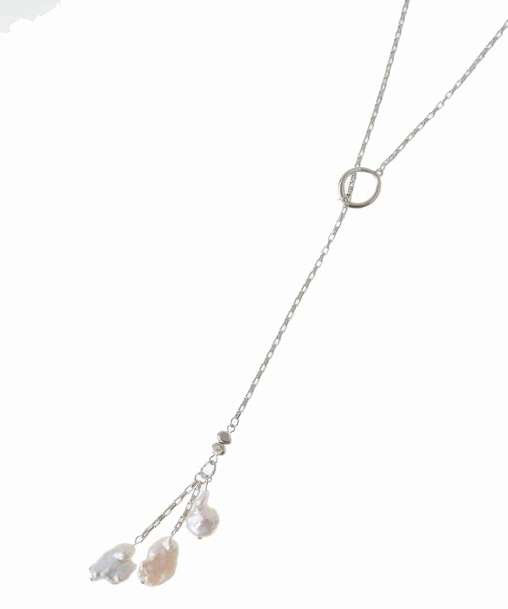 FR2AS32060 MK MICHEL KLEIN(MK ミッシェルクラン) 淡水パールラリエット風ネックレス シルバー