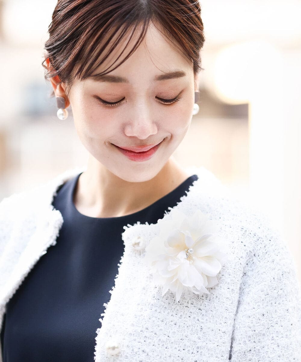 FR2FD90055 MK MICHEL KLEIN(MK ミッシェルクラン) シフォンコサージュ ホワイト