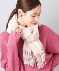 FR3AD51063 MK MICHEL KLEIN(MK ミッシェルクラン) 大判チェック柄ストール/洗える ピンク