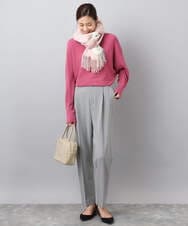 FR3AD51063 MK MICHEL KLEIN(MK ミッシェルクラン) 大判チェック柄ストール/洗える レッド
