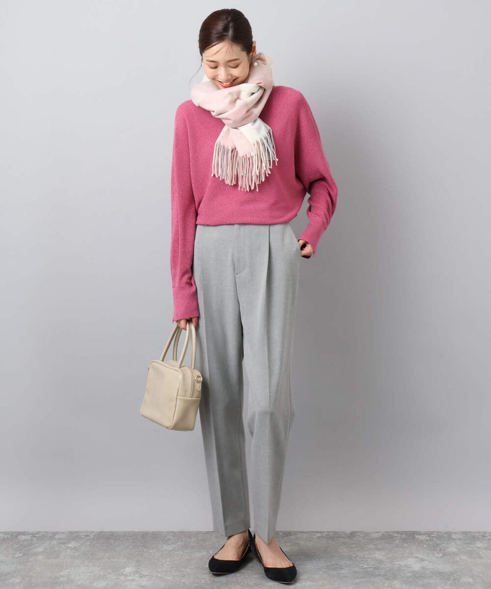 FR3AD51063 MK MICHEL KLEIN(MK ミッシェルクラン) 大判チェック柄ストール/洗える レッド
