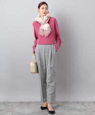 FR3AD51063 MK MICHEL KLEIN(MK ミッシェルクラン) 大判チェック柄ストール/洗える レッド
