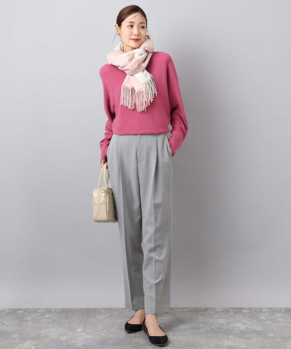 FR3AD51063 MK MICHEL KLEIN(MK ミッシェルクラン) 大判チェック柄ストール/洗える レッド