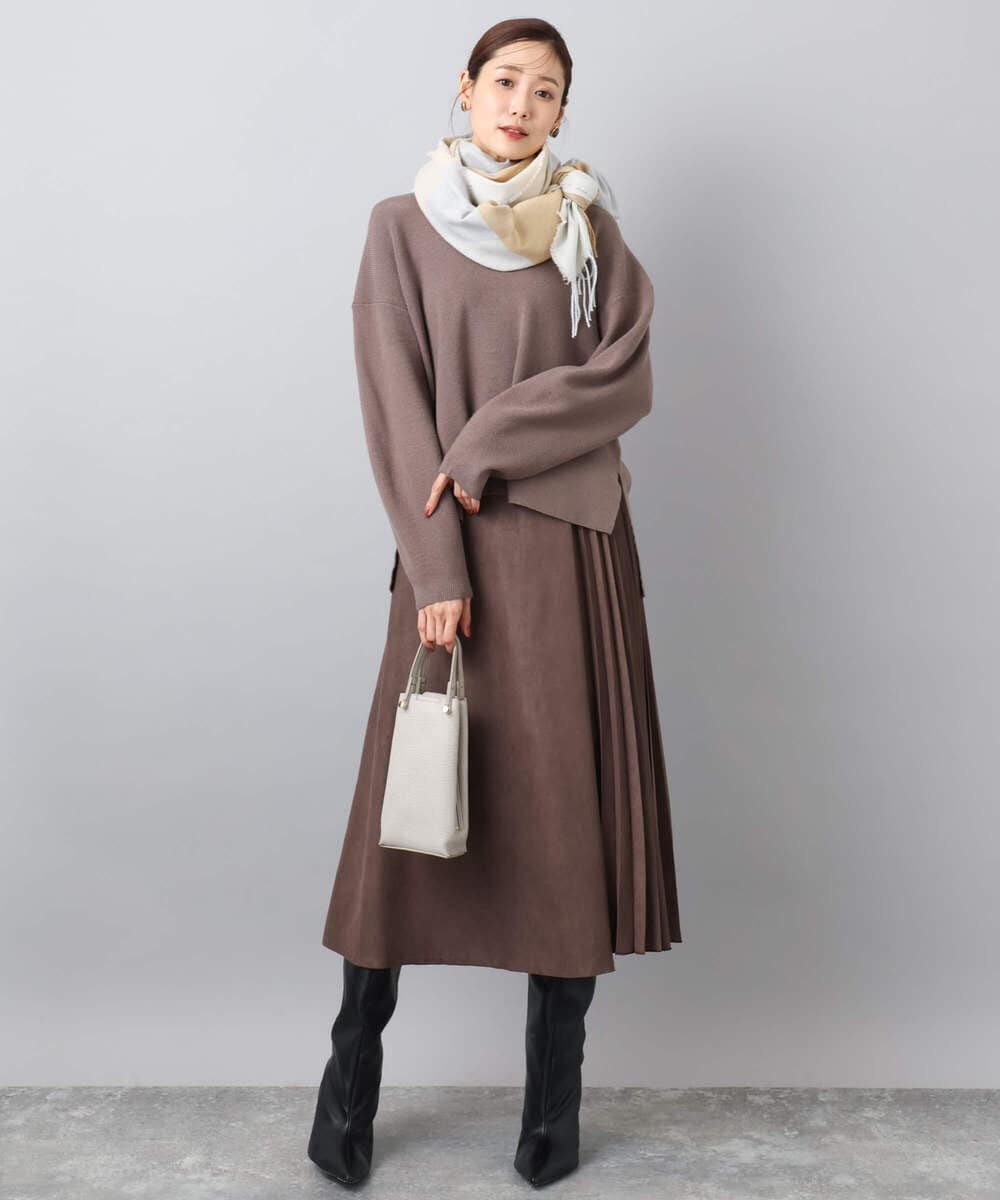 FR3AD51063 MK MICHEL KLEIN(MK ミッシェルクラン) 大判チェック柄ストール/洗える レッド