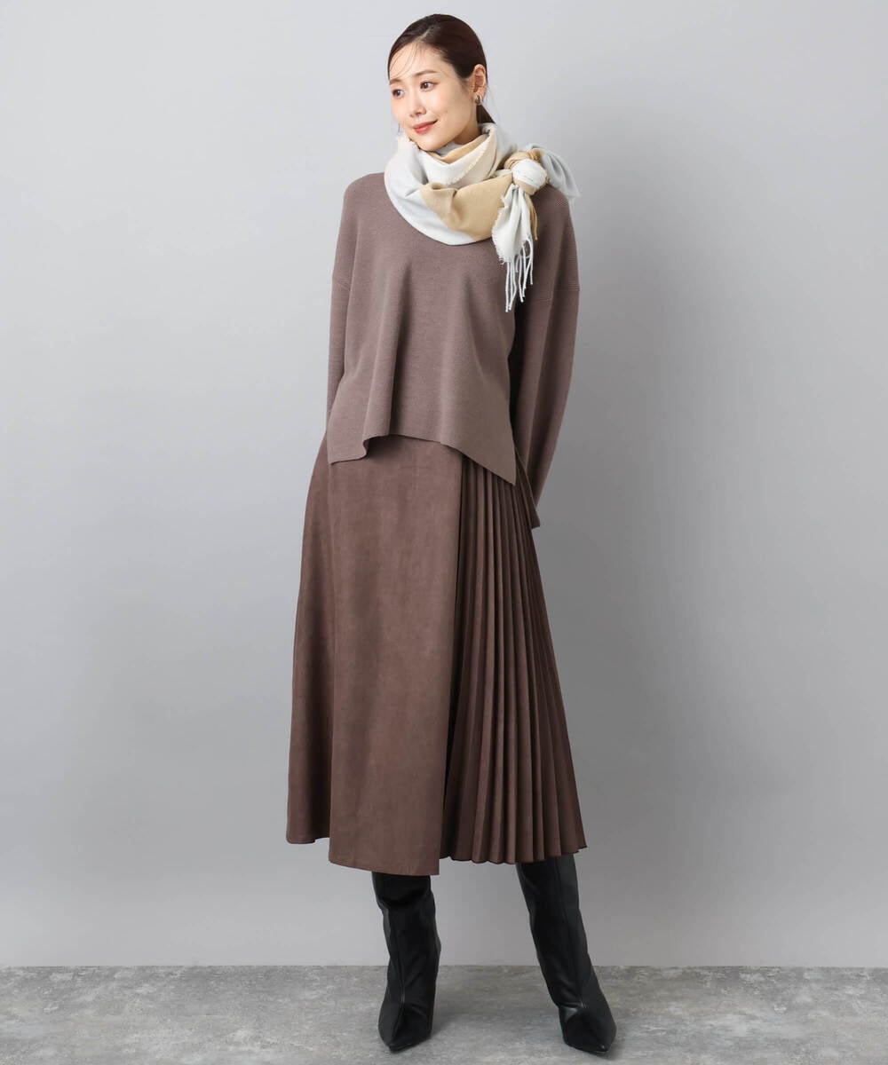 FR3AD51063 MK MICHEL KLEIN(MK ミッシェルクラン) 大判チェック柄ストール/洗える レッド