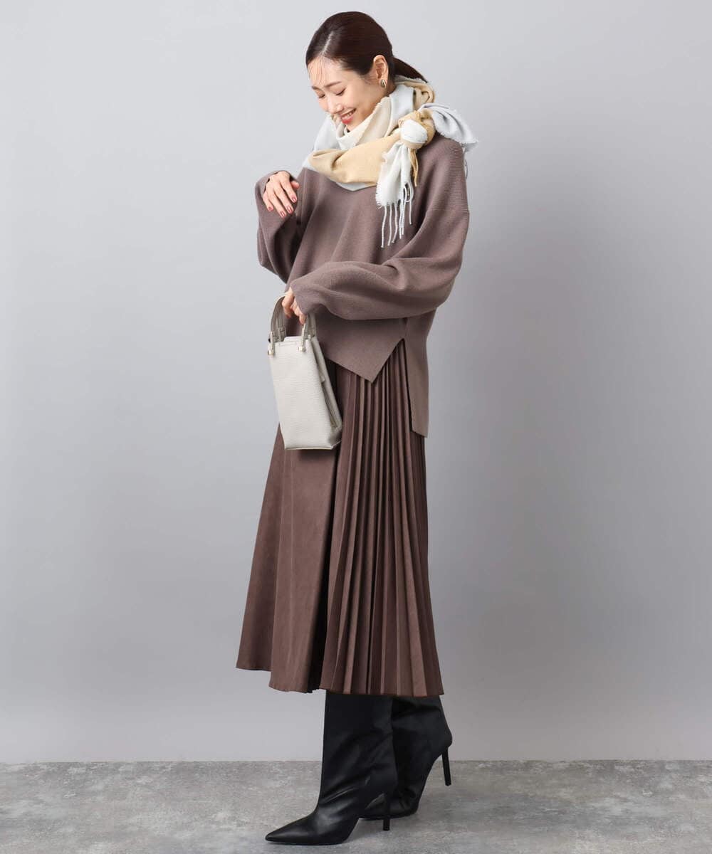 FR3AD51063 MK MICHEL KLEIN(MK ミッシェルクラン) 大判チェック柄ストール/洗える レッド