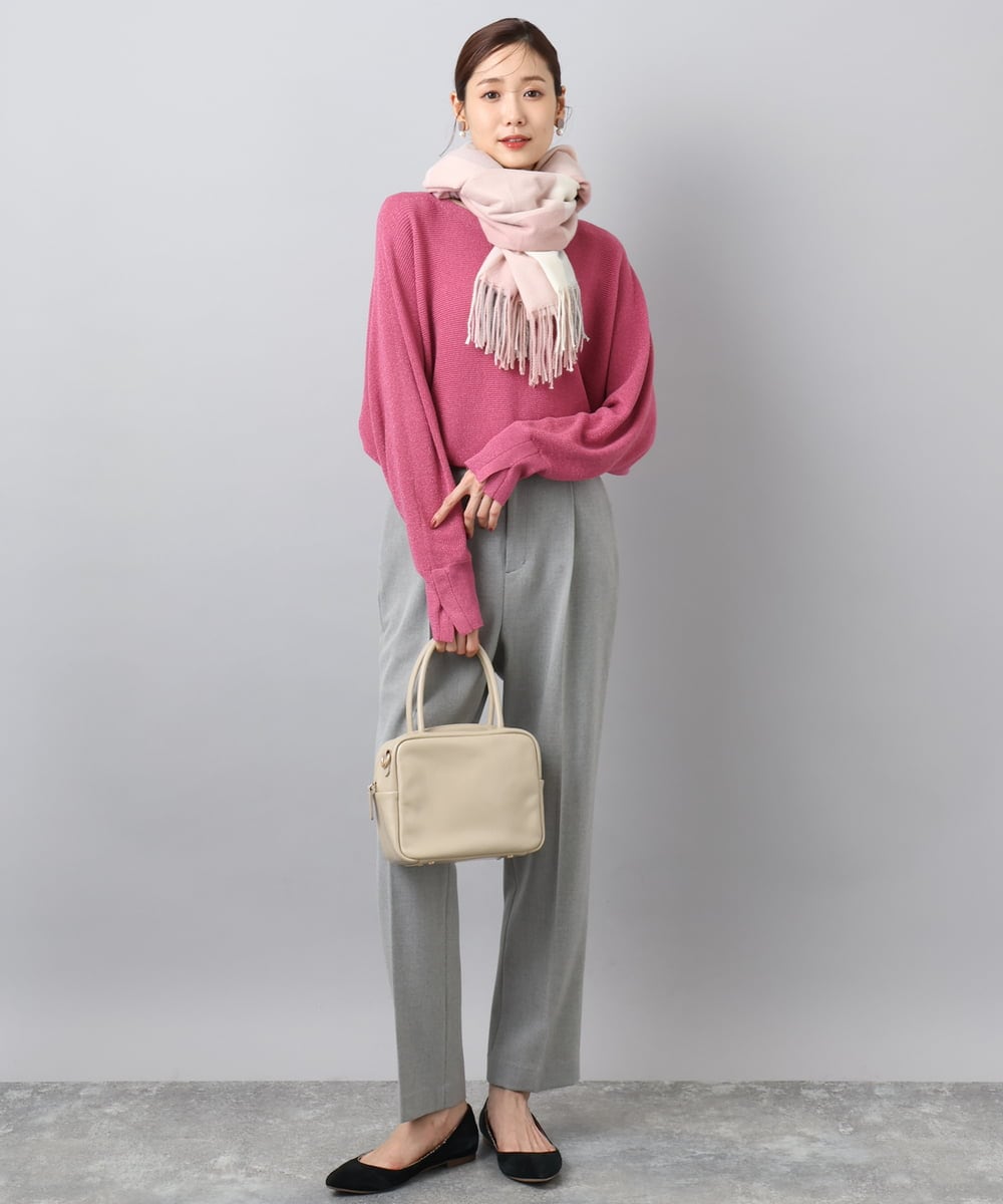 FR3AD51063 MK MICHEL KLEIN(MK ミッシェルクラン) 大判チェック柄ストール/洗える レッド