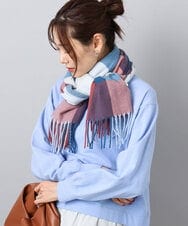 FR3AD51063 MK MICHEL KLEIN(MK ミッシェルクラン) 大判チェック柄ストール/洗える レッド
