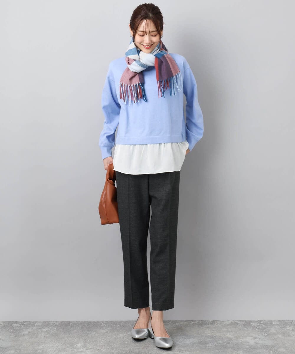 FR3AD51063 MK MICHEL KLEIN(MK ミッシェルクラン) 大判チェック柄ストール/洗える レッド