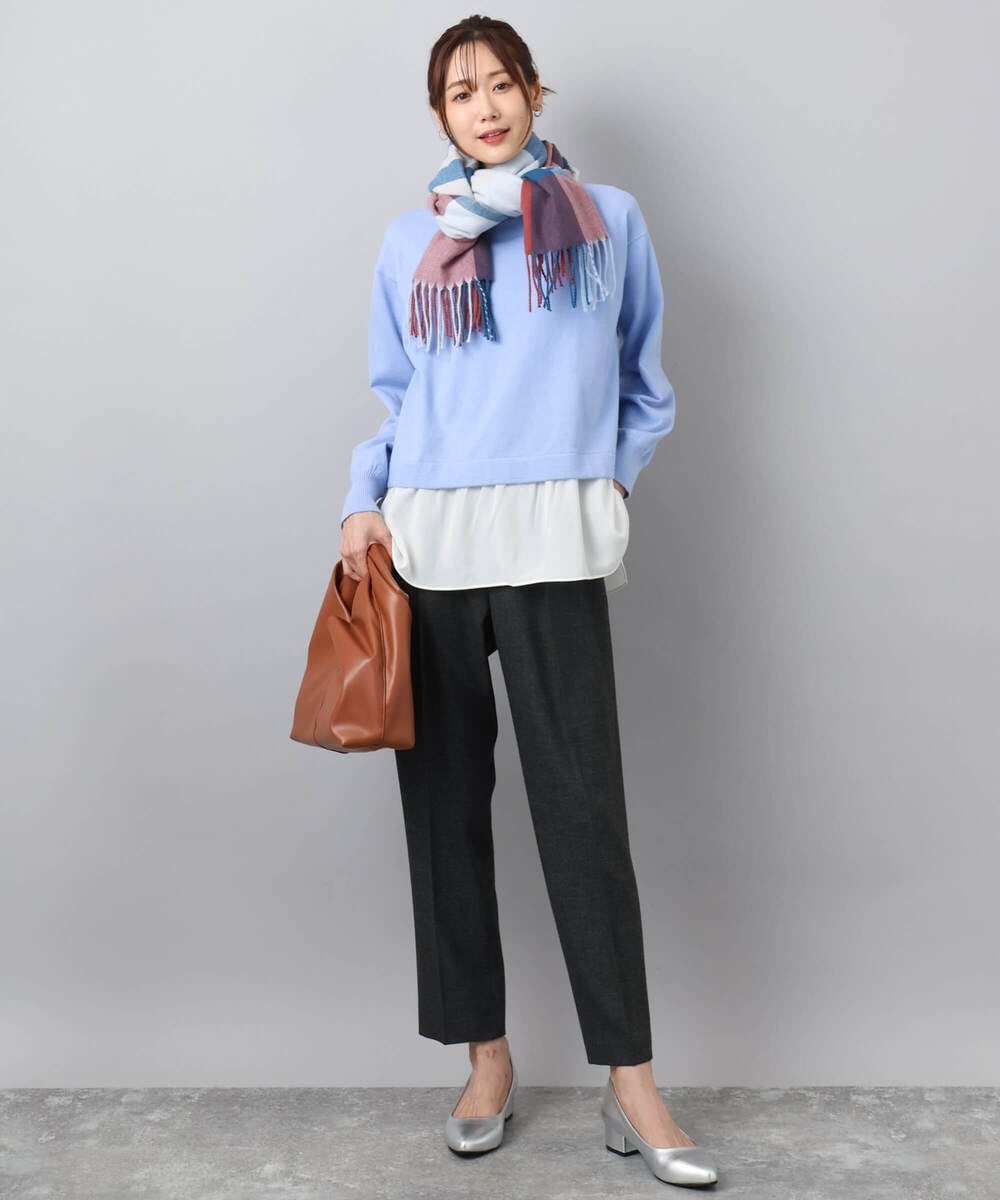 FR3AD51063 MK MICHEL KLEIN(MK ミッシェルクラン) 大判チェック柄ストール/洗える レッド