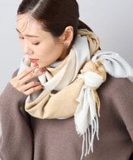 FR3AD51063 MK MICHEL KLEIN(MK ミッシェルクラン) 大判チェック柄ストール/洗える ベージュ