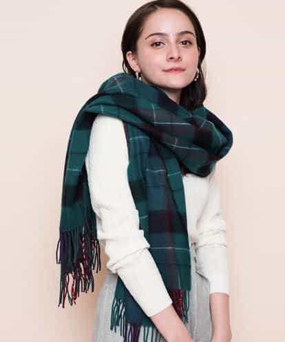 MK MICHEL KLEIN(エムケー ミッシェルクラン) 【WEB限定カラー/手洗い】大判チェック柄ストール グリーン 38