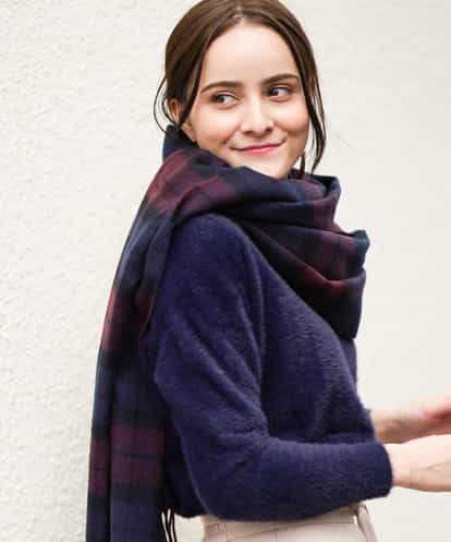 MK MICHEL KLEIN(エムケー ミッシェルクラン) 【WEB限定カラー/手洗い】大判チェック柄ストール ワイン 38