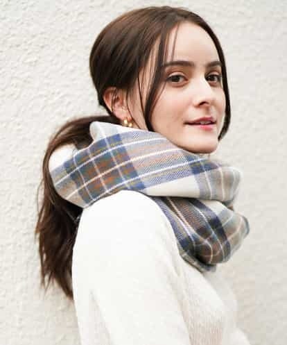 MK MICHEL KLEIN(エムケー ミッシェルクラン) 【WEB限定カラー/手洗い】大判チェック柄ストール アイボリー 38