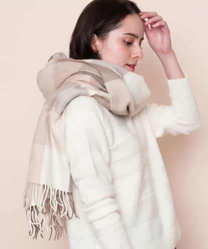 MK MICHEL KLEIN(エムケー ミッシェルクラン) 【WEB限定カラー/手洗い】大判チェック柄ストール ベージュ 38