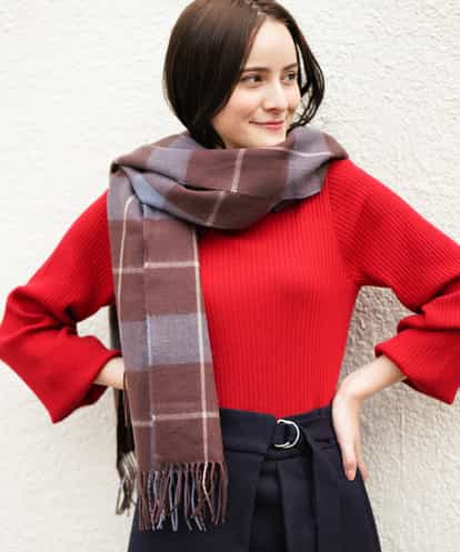 MK MICHEL KLEIN(エムケー ミッシェルクラン) 【WEB限定カラー/手洗い】大判チェック柄ストール ブロンズ 38
