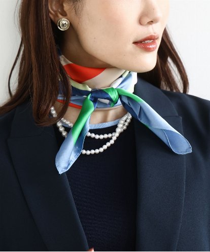 FR3GD01040 MK MICHEL KLEIN 幾何柄スカーフ/洗える