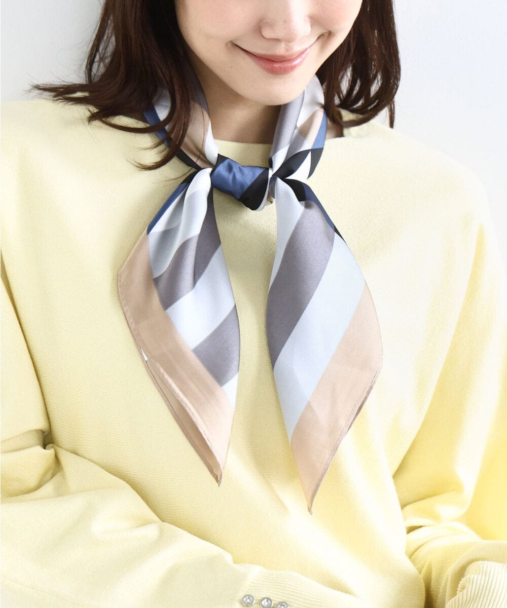 FR3GD01040 MK MICHEL KLEIN(MK ミッシェルクラン) 幾何柄スカーフ/洗える ベージュ