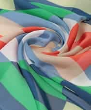 FR3GD01040 MK MICHEL KLEIN(MK ミッシェルクラン) 幾何柄スカーフ/洗える ライトブルー