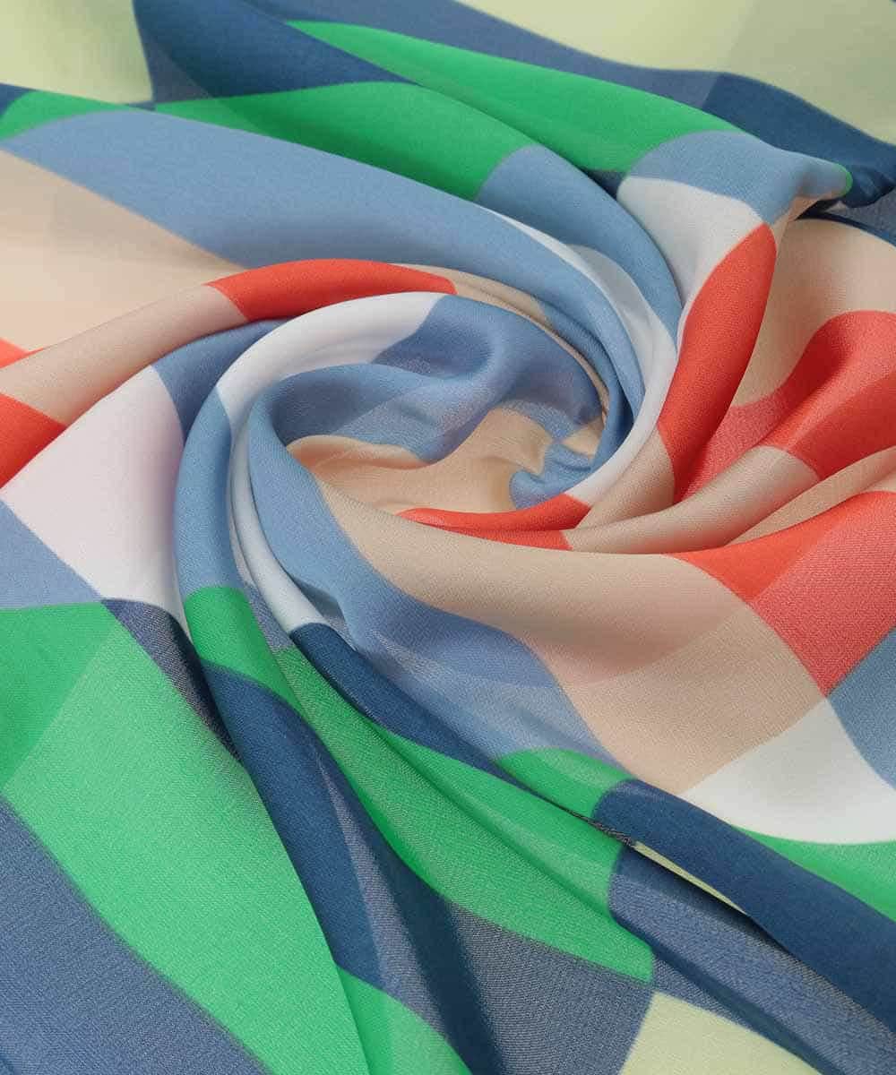 FR3GD01040 MK MICHEL KLEIN(MK ミッシェルクラン) 幾何柄スカーフ/洗える ライトブルー