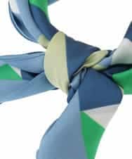 FR3GD01040 MK MICHEL KLEIN(MK ミッシェルクラン) 幾何柄スカーフ/洗える ライトブルー