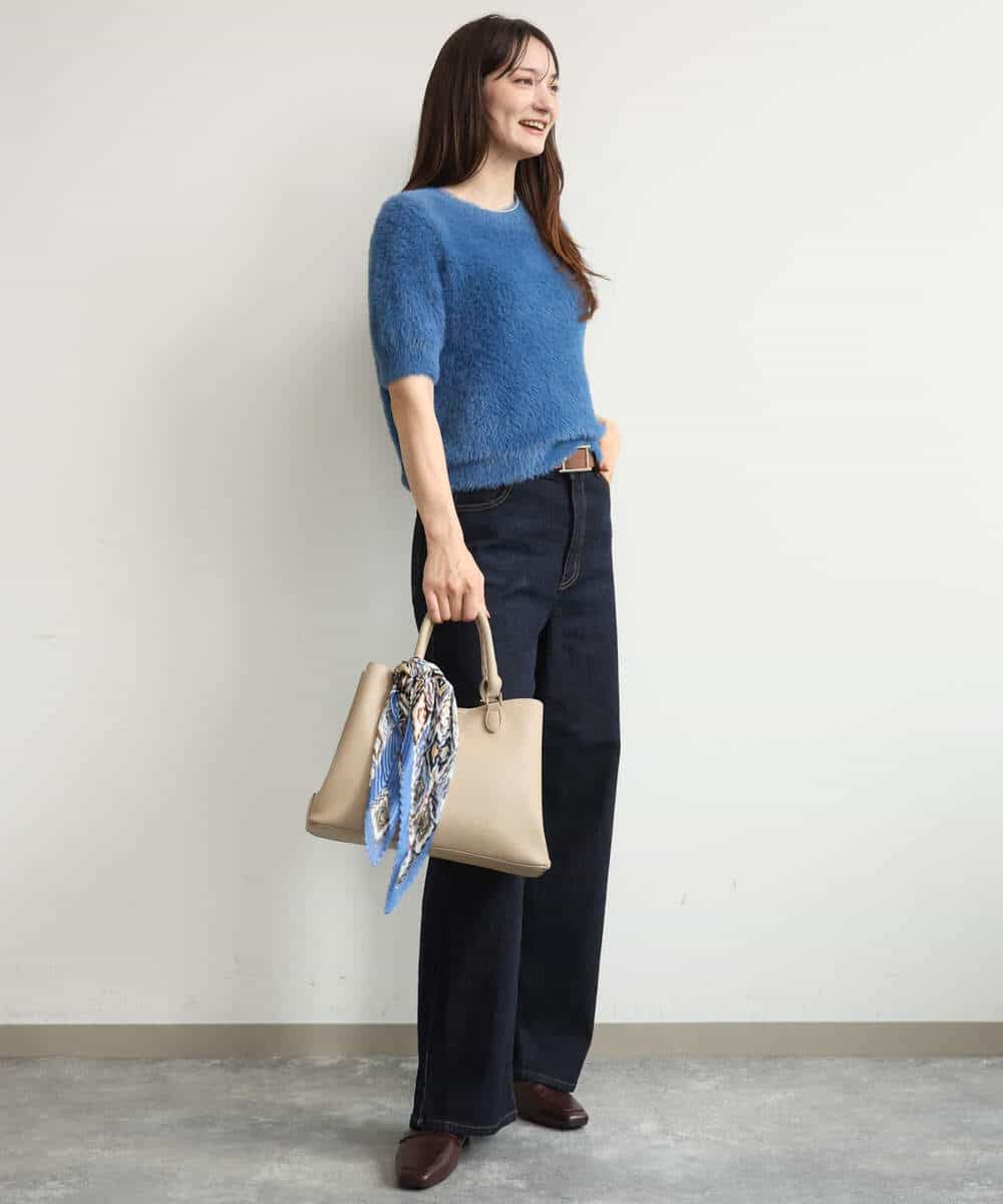 FR3JD21040 MK MICHEL KLEIN(MK ミッシェルクラン) [洗える]幾何柄プリーツスカーフ ブルー
