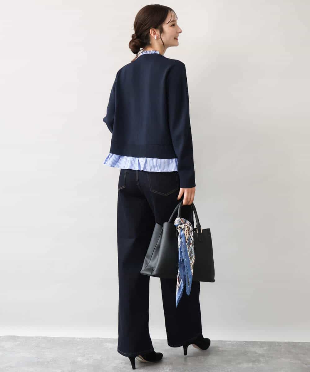 FR3JD21040 MK MICHEL KLEIN(MK ミッシェルクラン) [洗える]幾何柄プリーツスカーフ ブルー