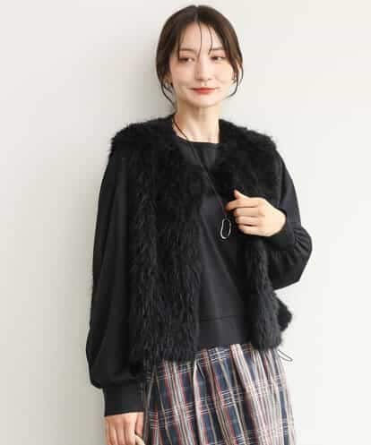 FR3JD24140 MK MICHEL KLEIN [洗える]フェイクファーベスト