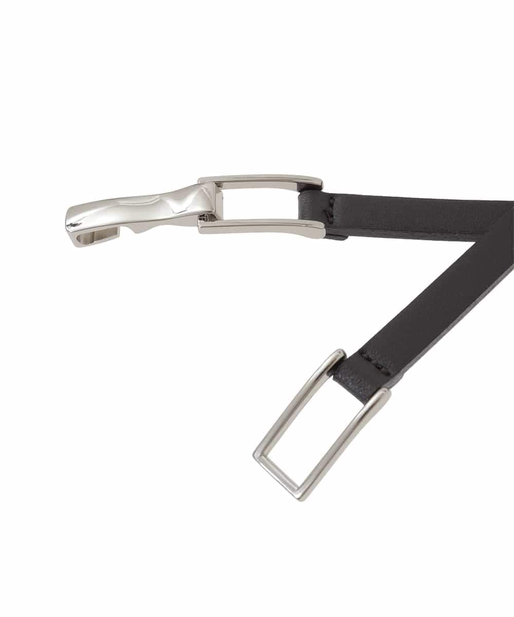 FR4FD20070 MK MICHEL KLEIN(MK ミッシェルクラン) フロントフックバックル ナローベルト ブラウン