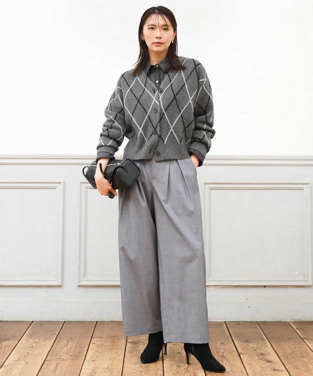FR5AG40180 MK MICHEL KLEIN(MK ミッシェルクラン) シュリンクレザーショルダーバッグ グレー