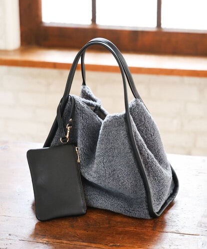 FR5AG41130 MK MICHEL KLEIN [A4対応]ポーチ付きボアトートバッグ