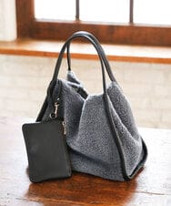 FR5AG41130 MK MICHEL KLEIN(MK ミッシェルクラン) [A4対応]ポーチ付きボアトートバッグ ダークグレー
