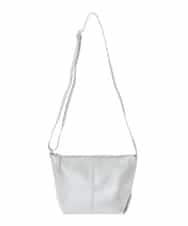 FR5GD01130 MK MICHEL KLEIN(MK ミッシェルクラン) シュリングレザー台形ショルダーバッグ シルバー