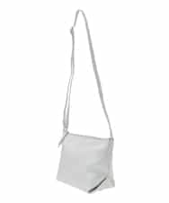 FR5GD01130 MK MICHEL KLEIN(MK ミッシェルクラン) シュリングレザー台形ショルダーバッグ シルバー