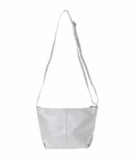 FR5GD01130 MK MICHEL KLEIN(MK ミッシェルクラン) シュリングレザー台形ショルダーバッグ シルバー